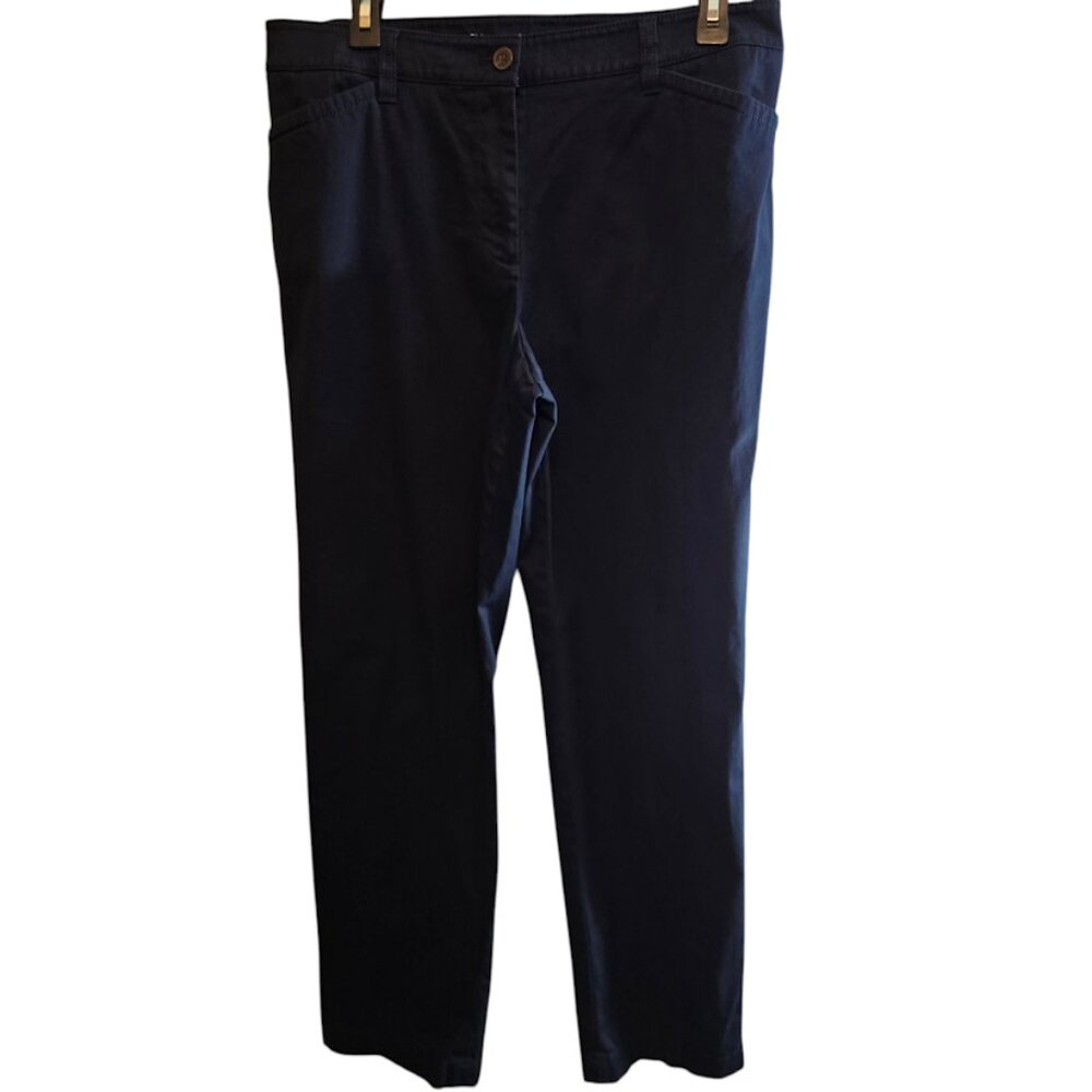 TALBOTS NAVY BLUE STRAIGHT LEG CHINO PANTS SIZE 10 COTTON SOFT VERSATILE CLASSIC